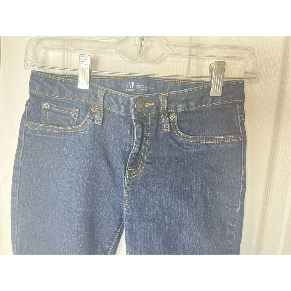 Gap Stretch Super Skinny Jeans Girls Size 14 Slim Adjustable Waist Dark Wash